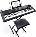 61 Key Keyboard Piano with 300 Sounds, Speakers, Digital Piano Stand, Bench, Headphones, Microphone C4579