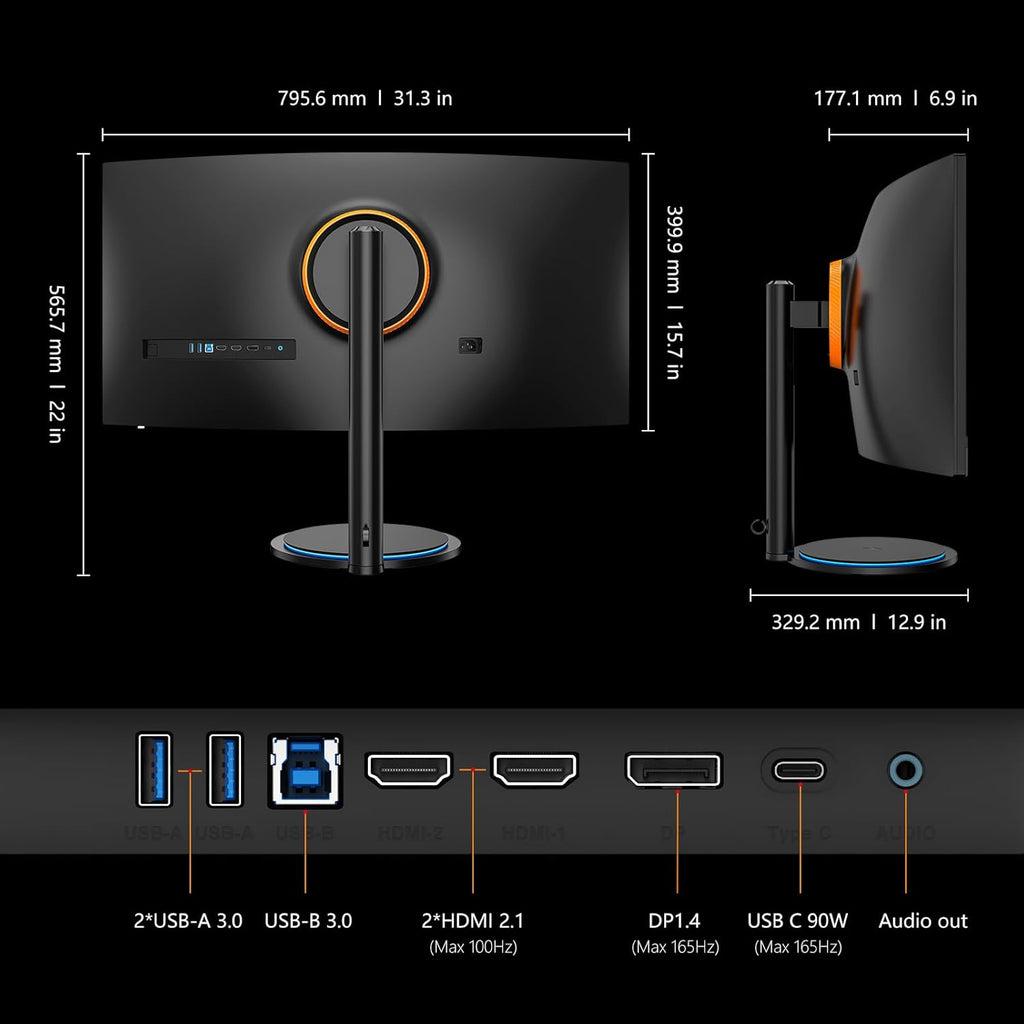34" Curved Ultrawide Gaming Monitor 3440 x 1440p 165Hz Black P34512