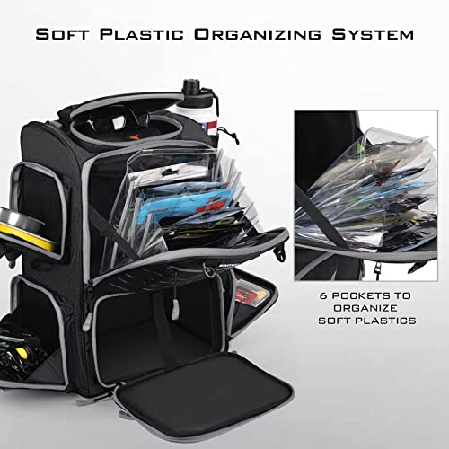 43L Fishing Tackle Backpack with Rod Holders and Rain Cover C5466