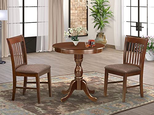 3 Piece Round Dining Table with Pedestal and 2 Kitchen Chairs J660