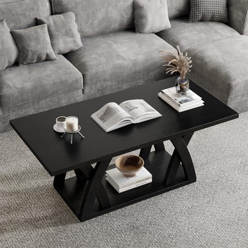 Dark Brown Wood Coffee Table with Shelf D59076