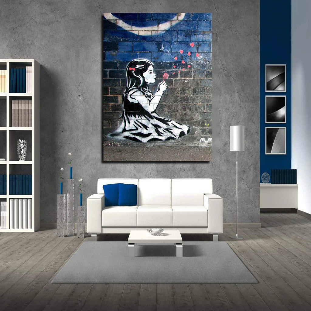 Girl With Dandelion Canvas Art Framed Painting Y107