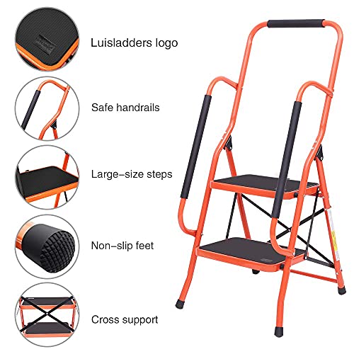 Black 2 Step Folding Ladder with Handrails R70010