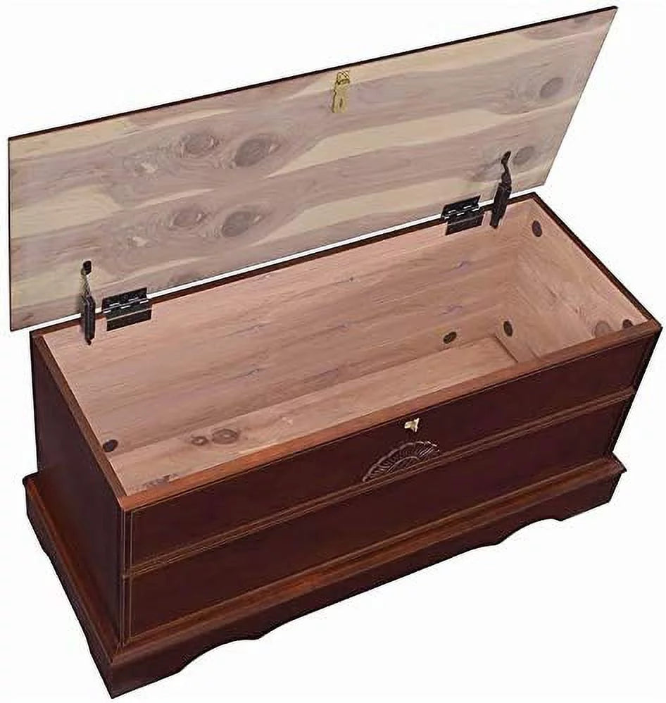 Warm Brown Cedar Lined Wood Storage Blanket Chest Trunk L2301