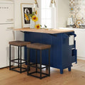 3-Piece White Kitchen Island Set with Storage Cabinet, Drawers and Towel Rack K368