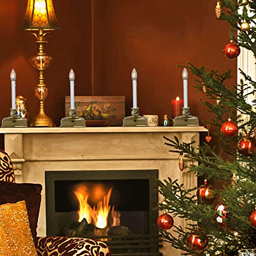 Set of 4 LED Flickering Candles with Gold Base D3125