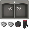 33” Dual Mount Single Bowl Granite Kitchen Sink in Black I558