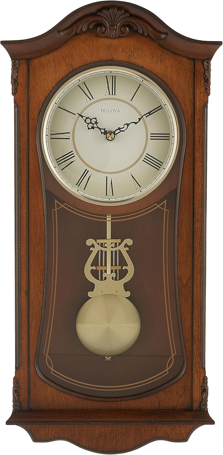 Brown Wooden Chiming Wall Mount Analog Clock N53150