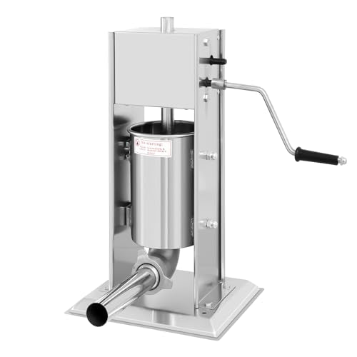 7L/14LB Stainless Steel Manual Sausage Stuffer with 5 Stuffing Tubes D22313