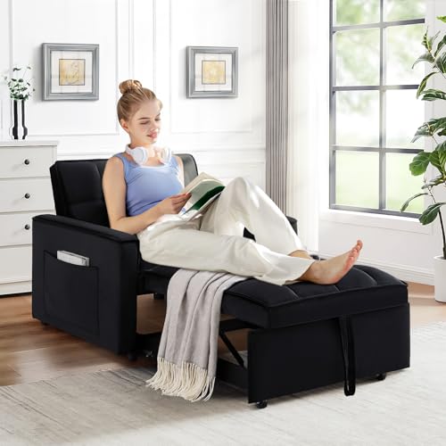 Grey Velvet Convertible Sleeper Sofa Bed L4169