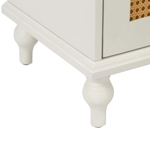 White Rattan Storage Cabinet with Adjustable Shelves R860