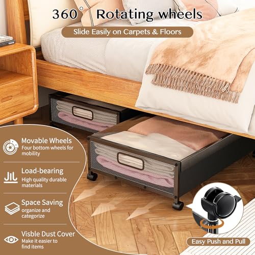 2 Pack Under Bed Storage Containers with Wheels and Lid C291443