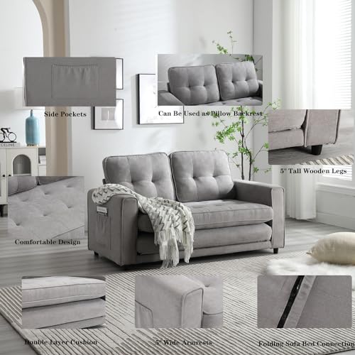 Dark Grey Convertible Folding Futon Sofa Bed N4840