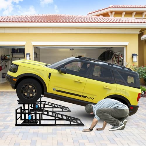 2 Pack Black Heavy Duty Steel Hydraulic Car Ramps 5t W519