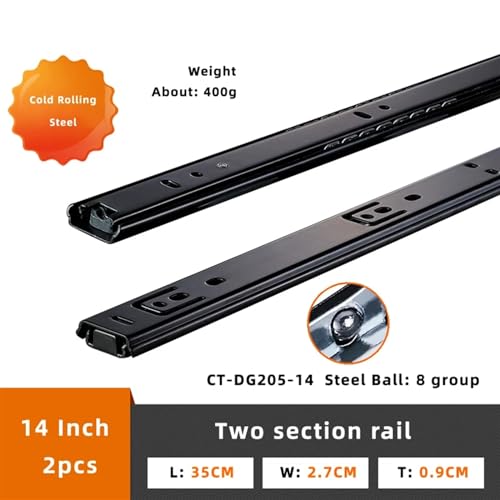 Sliding Rail Linear Bearing Slider Cold Rolled Steel Drawer Slides 8~20Inch Two-Section Cabinet Slides Furniture Hardware T47724