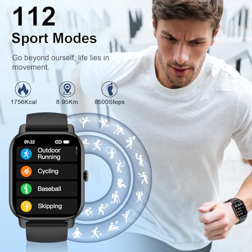 Black 1.85" Smart Watch with Heart Rate Monitor I88106