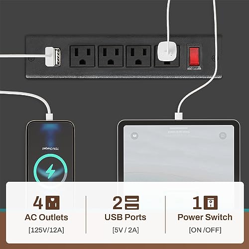Grey L Shaped Desk with Power Outlets and LED Strip N3032