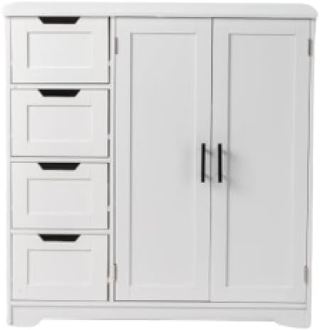 White Bathroom Storage Cabinet with Doors and Drawers 31.5" L x 11.81" W x 31.5" H X5902