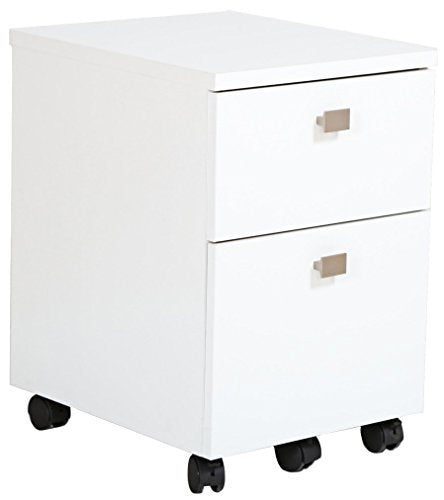 Pure White 2-Drawer Mobile File Cabinet on Casters C2776