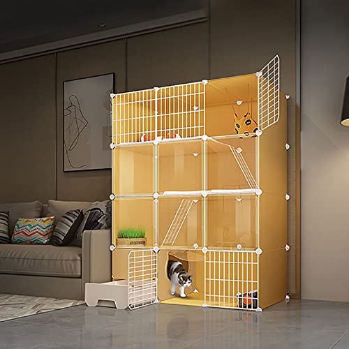 Large Cat Cage Metal Wire Indoor DIY Kennels Crate with Cat Litter Box N8321