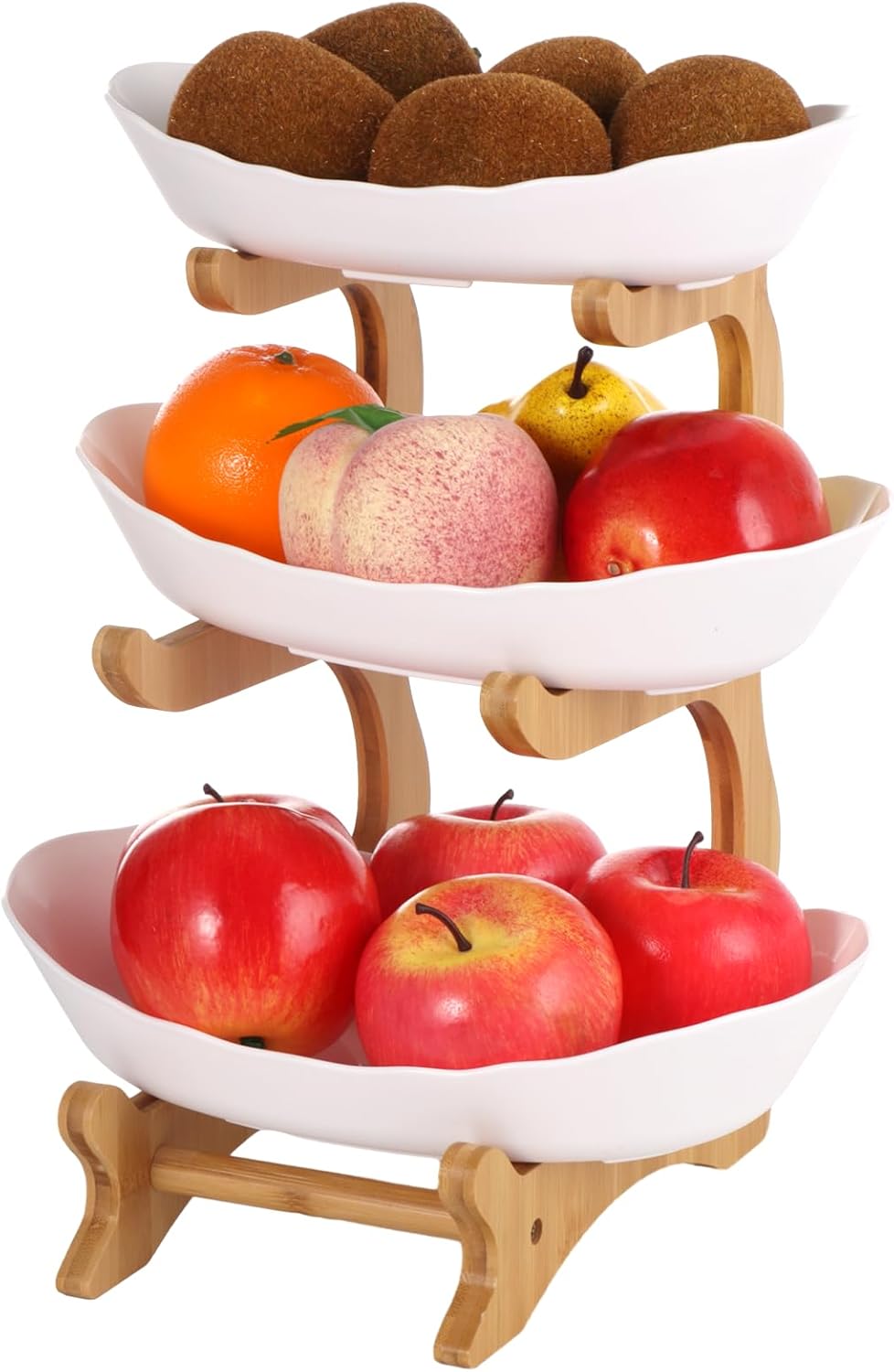 3 Tier Plastic Fruit Basket with Bamboo Stand R561