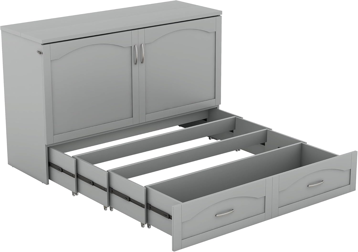 Gray Queen Size Murphy Bed with Storage Drawers P963