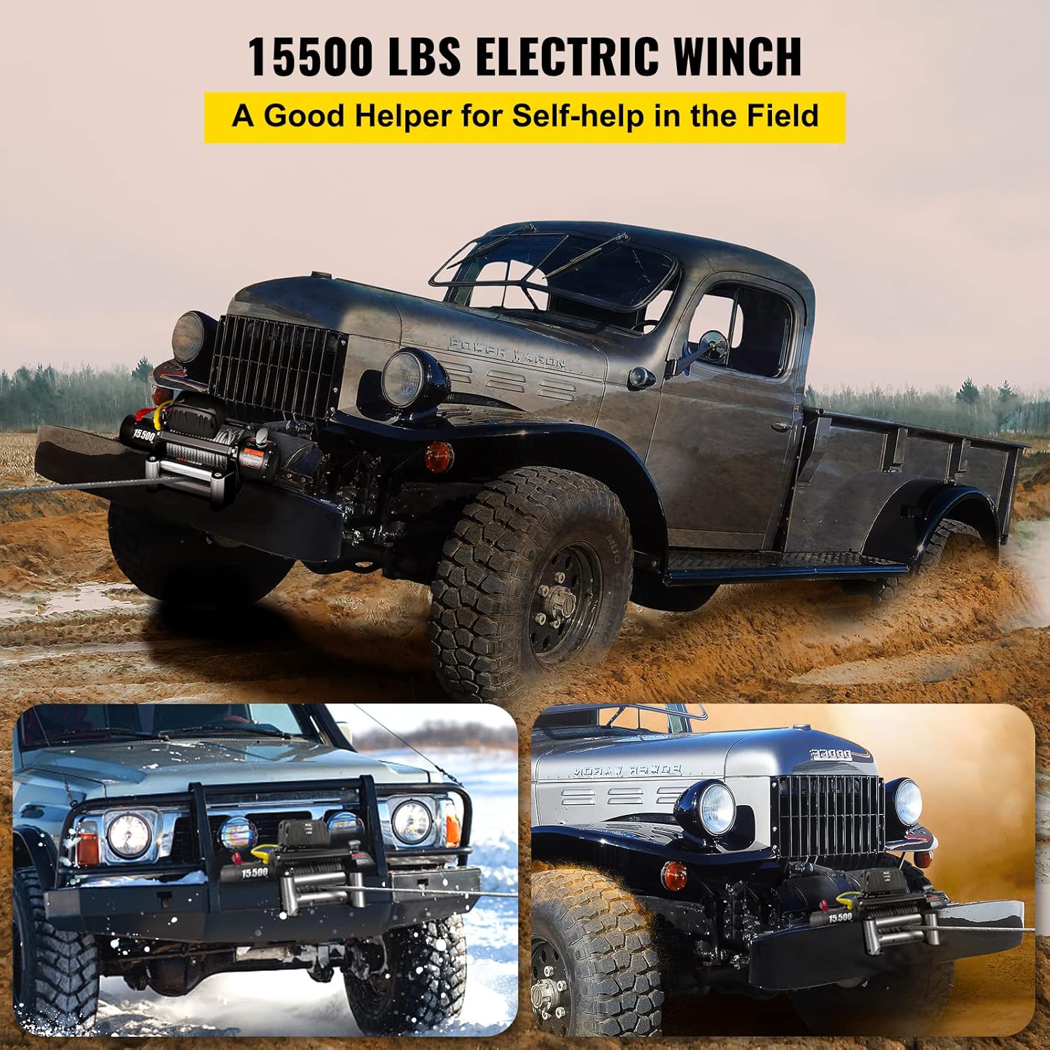 15500lb 12V Electric Winch with Wireless Remote Control K451071