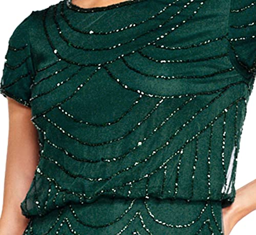 Short Sleeve Blouson Beaded Gown R8616