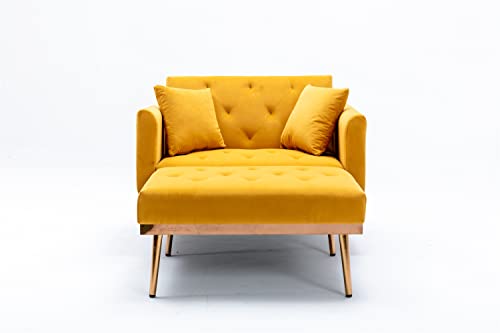Beige Velvet Chaise Lounge Chair with Pillows R5567