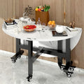 Drop Leaf Kitchen Table with 6 Wheels Metal Frame P9045