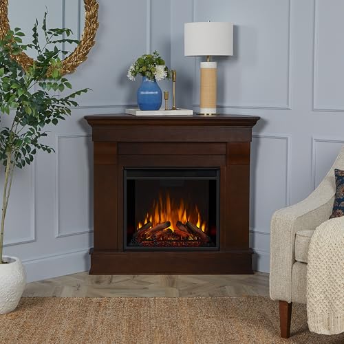 White Corner Electric Fireplace with Mantel Y393