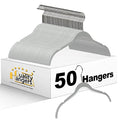 White 50 Pack Non-Velvet Plastic Heavy Duty Clothes Hangers with Chrome Swivel Hook D1317