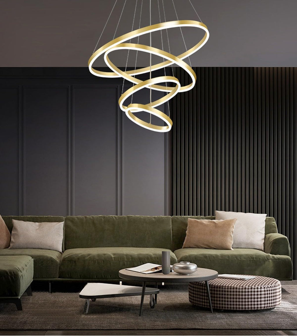 6 Rings Gold LED Chandelier with Remote Control K88675