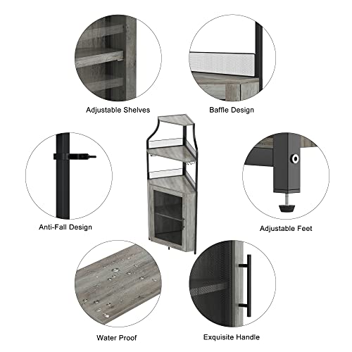 Black Corner Bar Cabinet with Detachable Wine Rack S26949