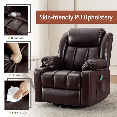Overstuffed Manual Recliner Chair with Massage and Heat, Lime Gray T731