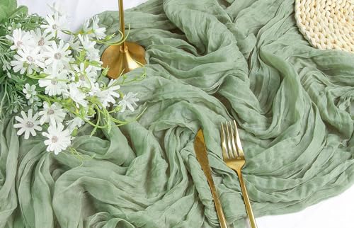 3 Pack Dusty Blue Gauze Table Runner 35x120 Inches M72517
