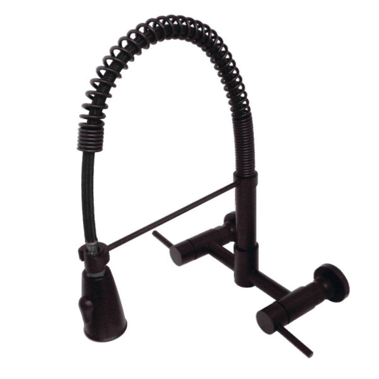 Oil Rubbed Bronze 2-Handle Wall Mount Pull-Down Kitchen Faucet Y717609