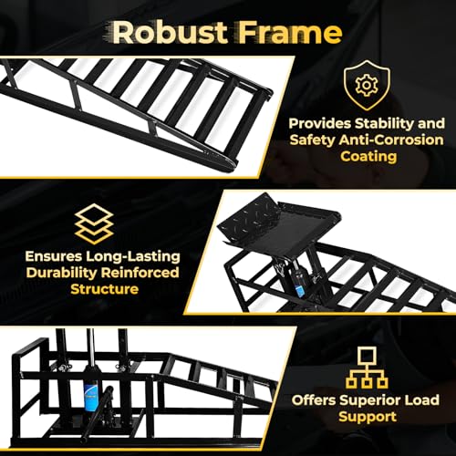 2 Pack Black Heavy Duty Steel Hydraulic Car Ramps 5t W519