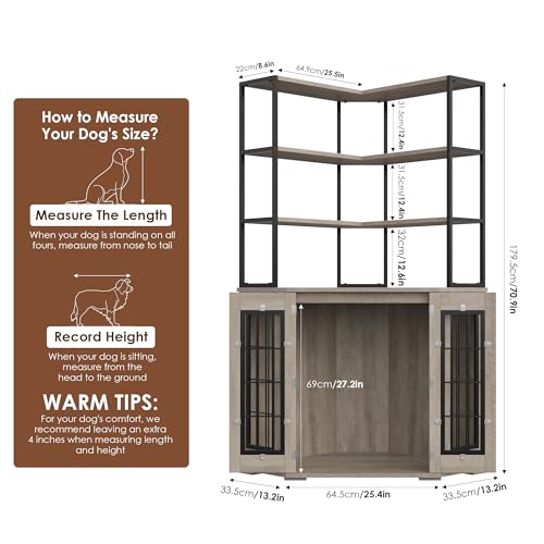 Large Dog Crate Furniture with Double Doors U696