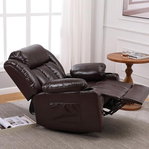 Overstuffed Manual Recliner Chair with Massage and Heat, Lime Gray T731