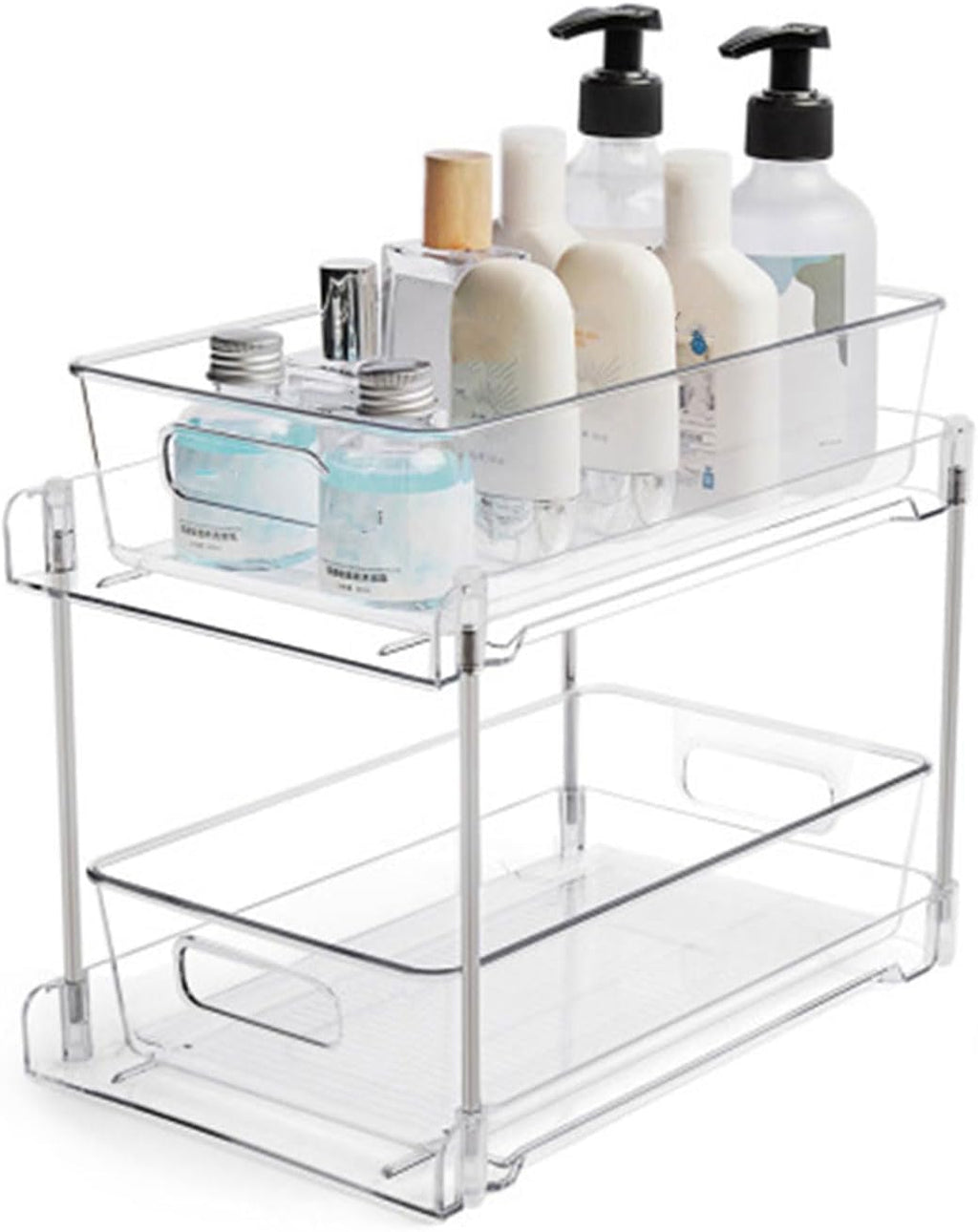 2Tier Clear Under Sink Organizer Storage Slide-Out Cabinet Rack E864641