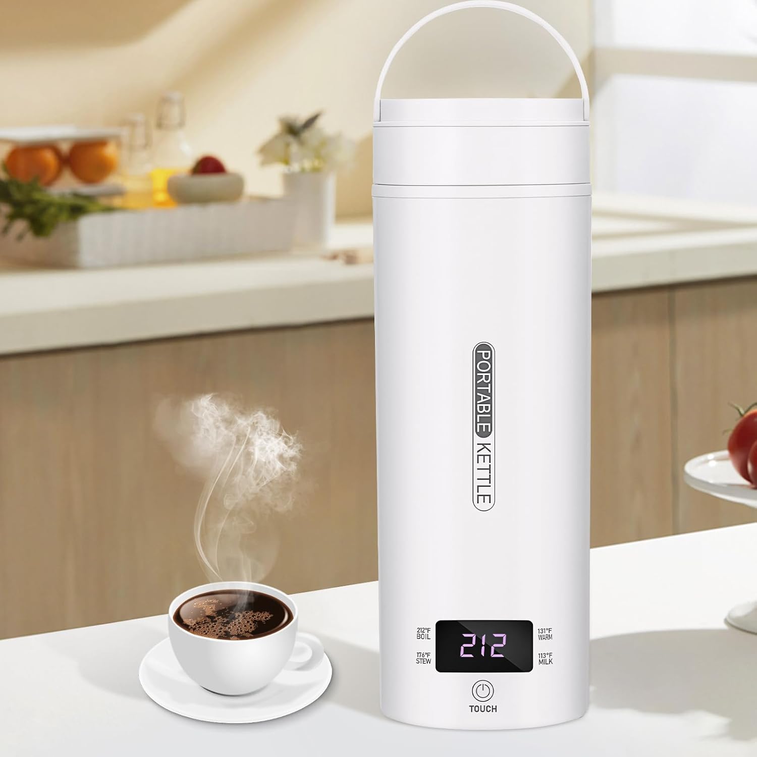 White 17oz Stainless Steel Electric Kettle J5030