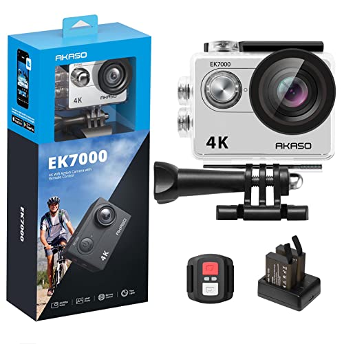 4K30FPS 20MP WiFi Action Camera with EIS Ultra HD Underwater Camera 131FT Waterproof Camera Remote Control 4X Zoom Support External Microphone Silver E69091