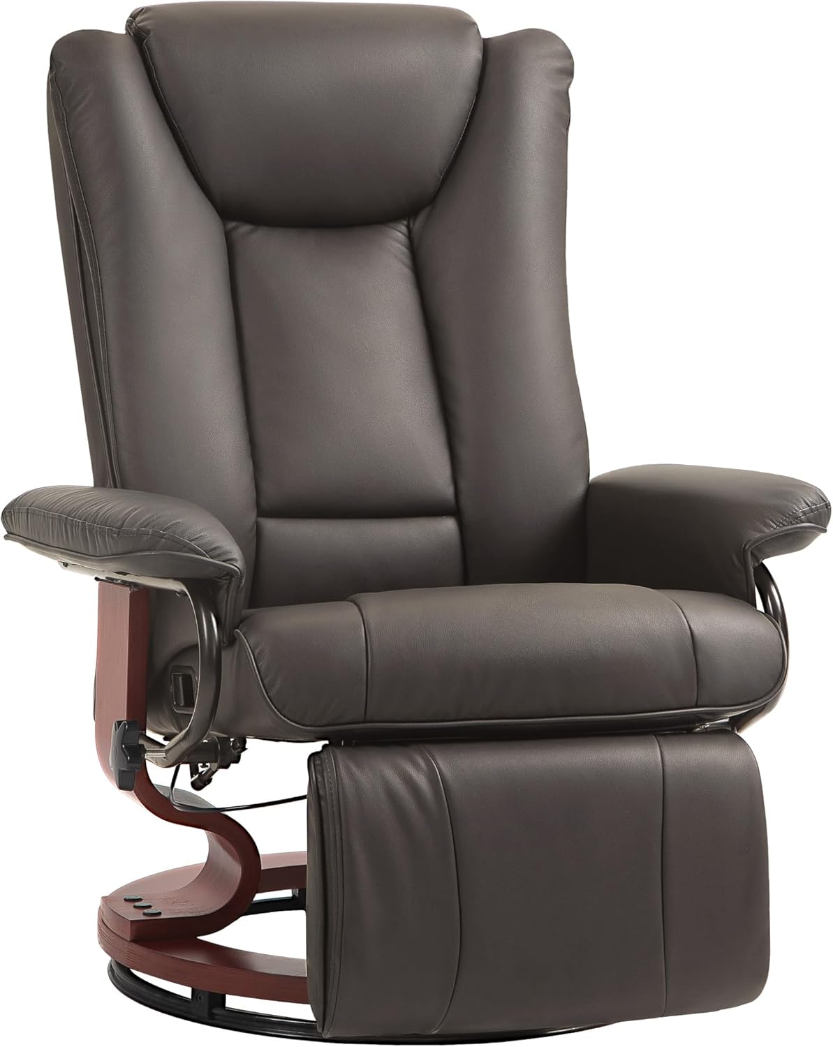 Brown PU Leather Manual Swivel Recliner Chair with Footrest S587819