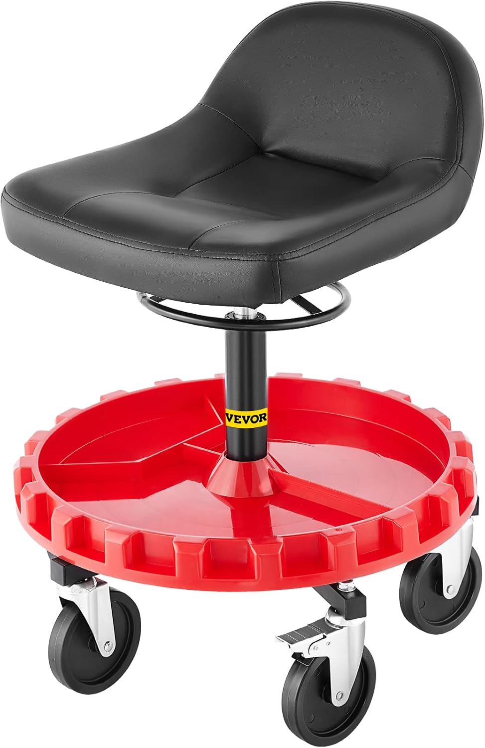 400 LBS Adjustable Height Rolling Garage Stool with Round Tray R9114