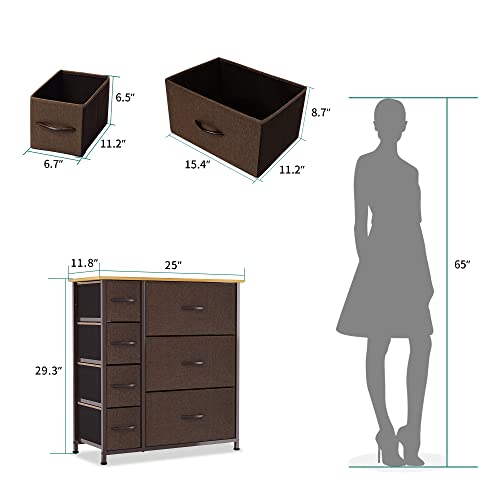 7 Drawer Fabric Dresser with Steel Frame E626