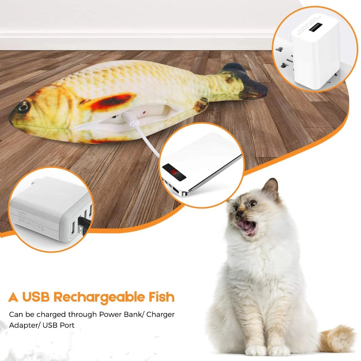 Flopping Fish Cat Toy with Catnip Bag Motion Plush Interactive Cat Toy K69182