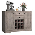 Dark Brown Buffet Sideboard with 2 Drawers and Adjustable Shelves J6906