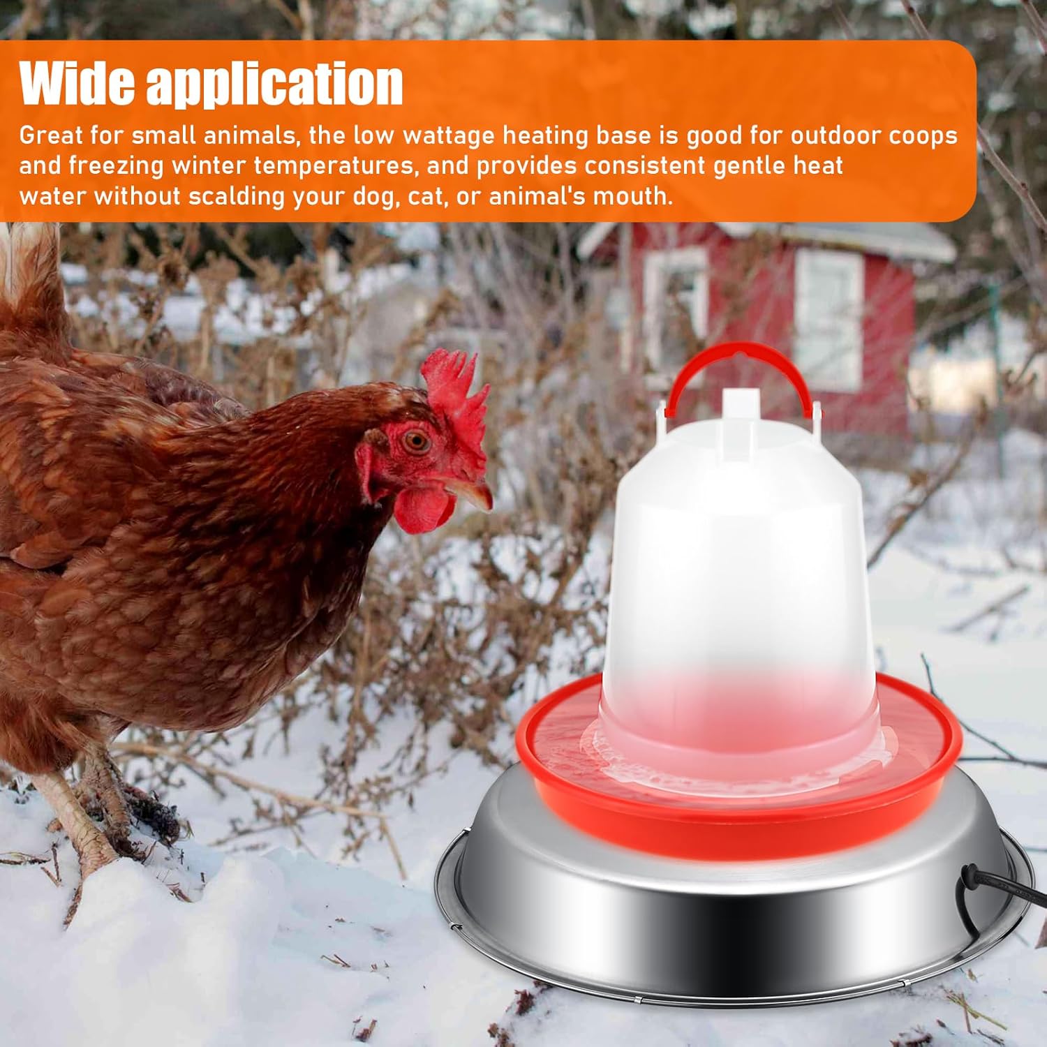12 Inch 5 Gallons Poultry Drinker Heater Base with Thermostat and Power Cord B241416