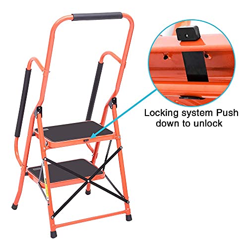 Black 2 Step Folding Ladder with Handrails R70010